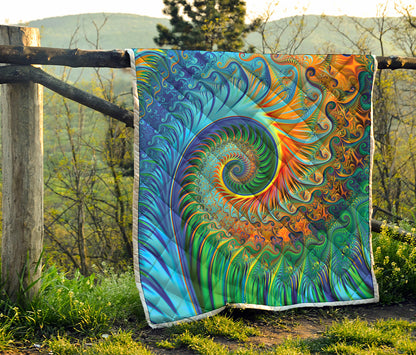 Trippy Fractal Print Quilt