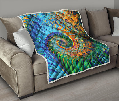 Trippy Fractal Print Quilt