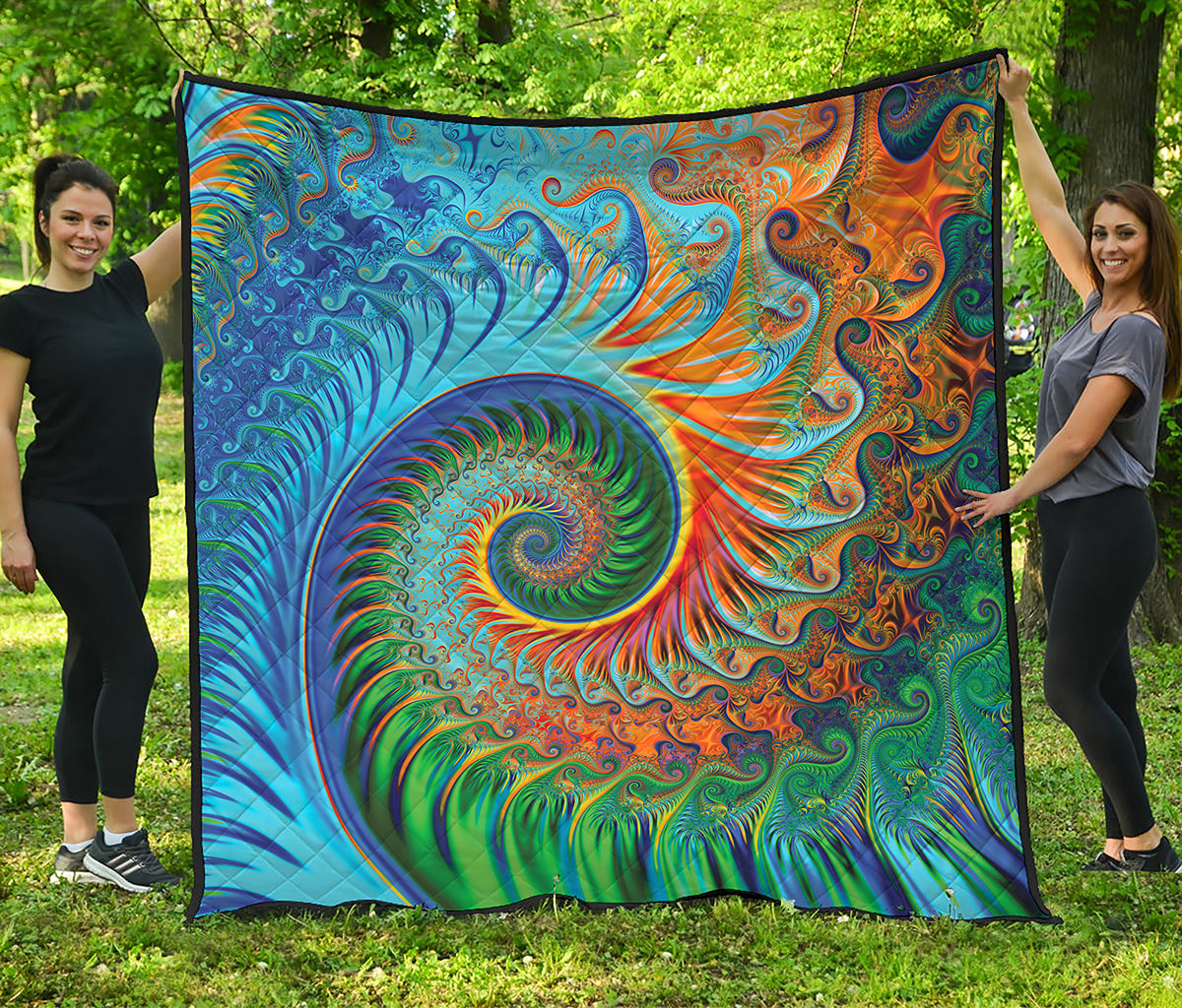 Trippy Fractal Print Quilt