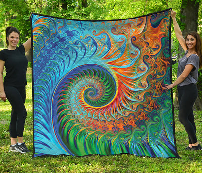 Trippy Fractal Print Quilt