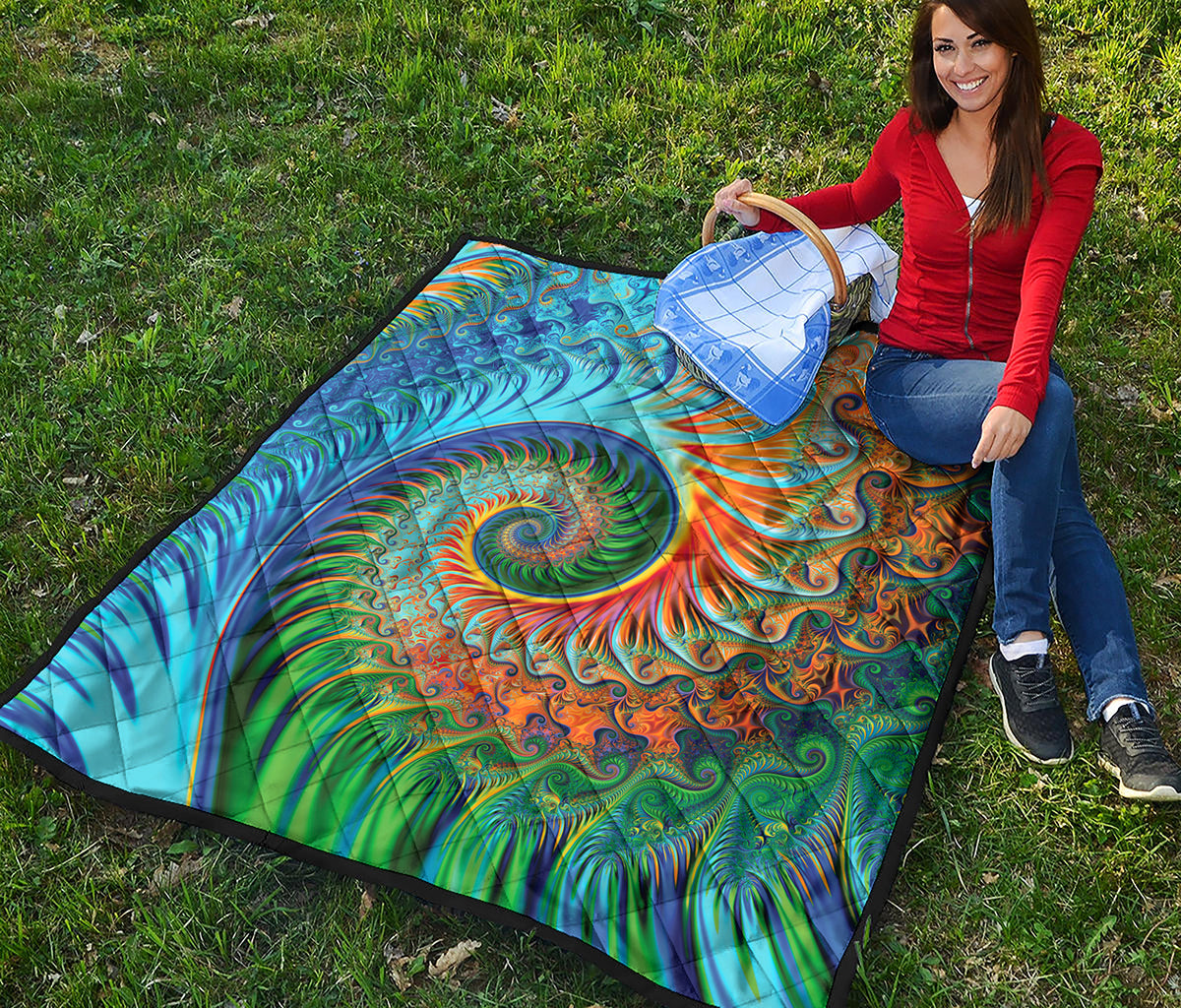 Trippy Fractal Print Quilt