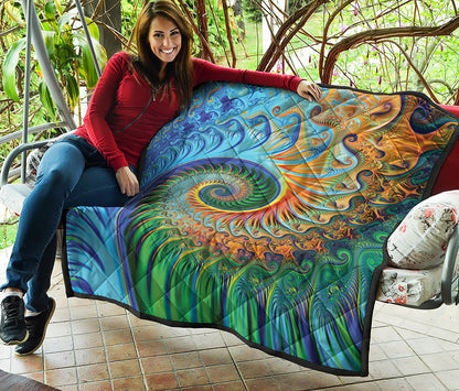 Trippy Fractal Print Quilt
