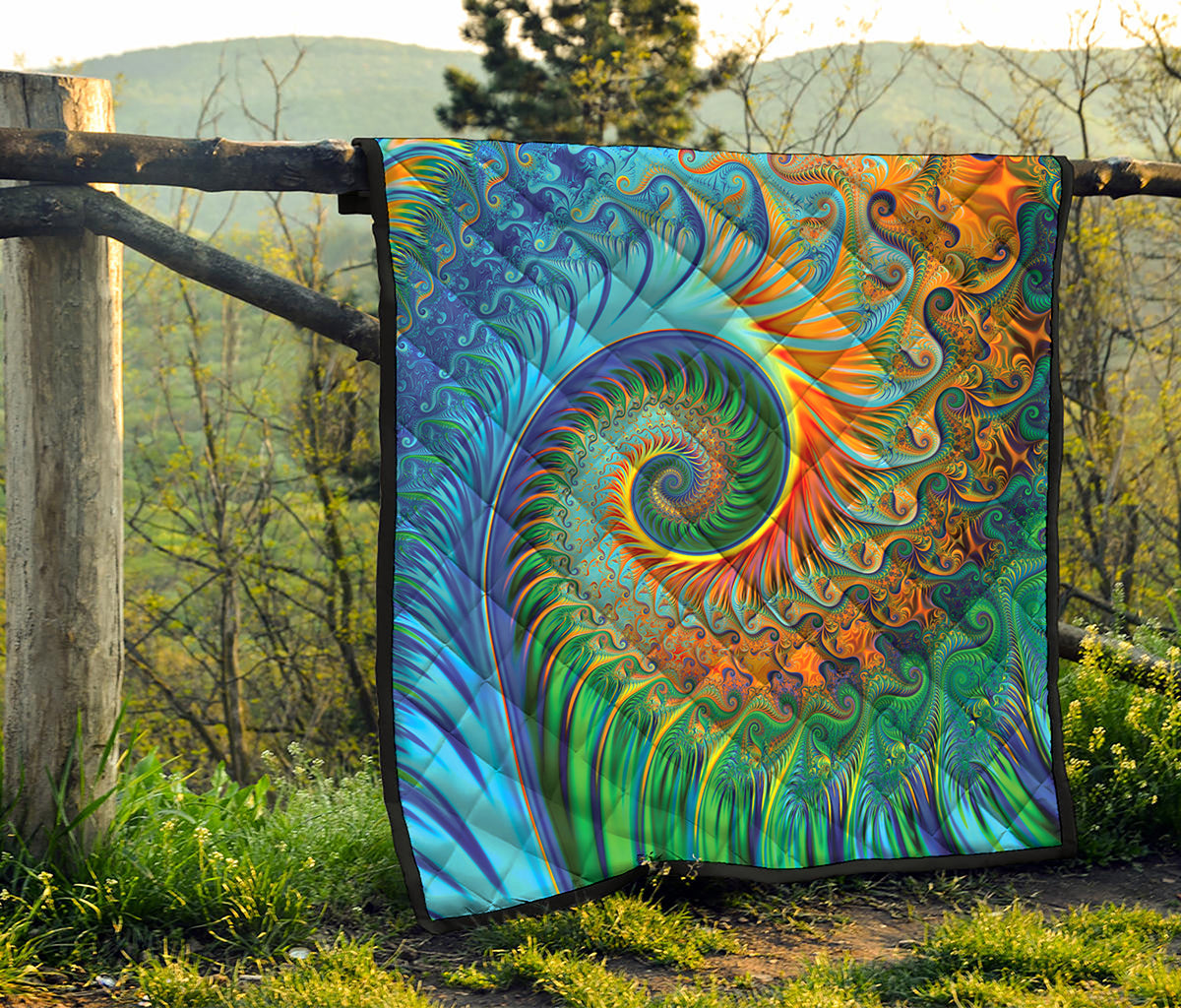 Trippy Fractal Print Quilt