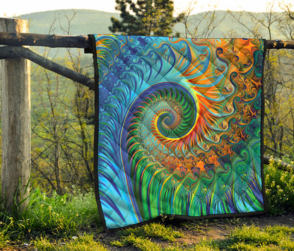 Trippy Fractal Print Quilt