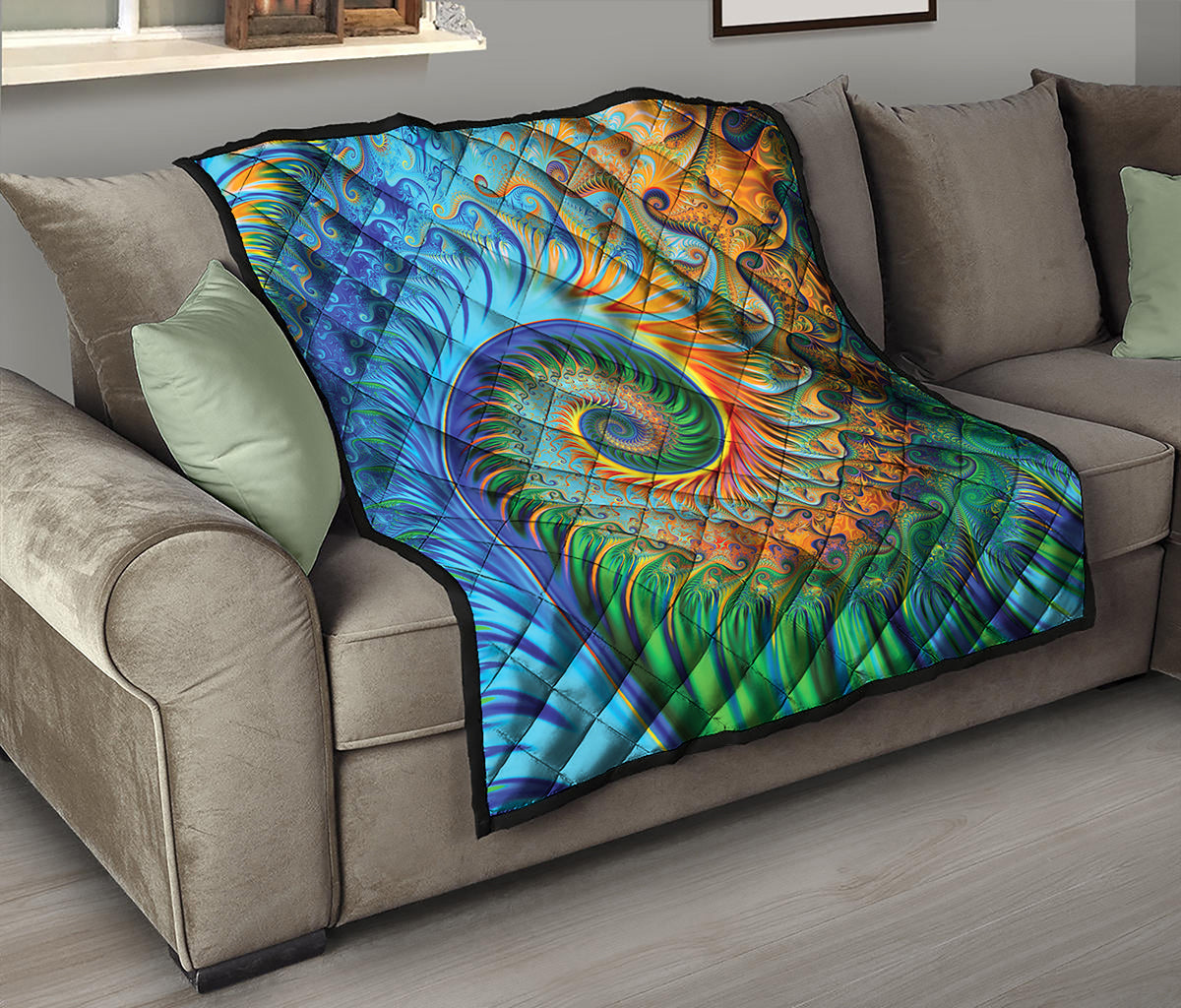 Trippy Fractal Print Quilt