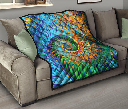 Trippy Fractal Print Quilt