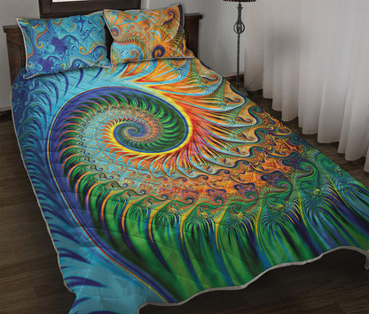 Trippy Fractal Print Quilt Bed Set