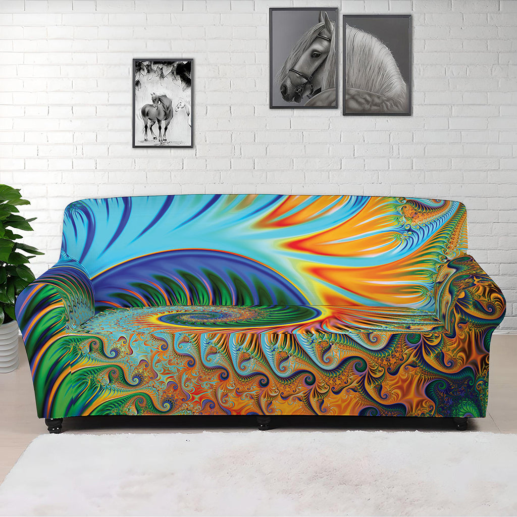 Trippy Fractal Print Sofa Cover