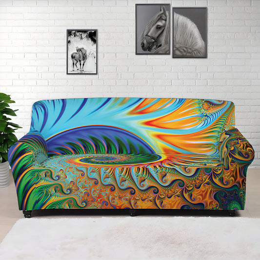 Trippy Fractal Print Sofa Cover