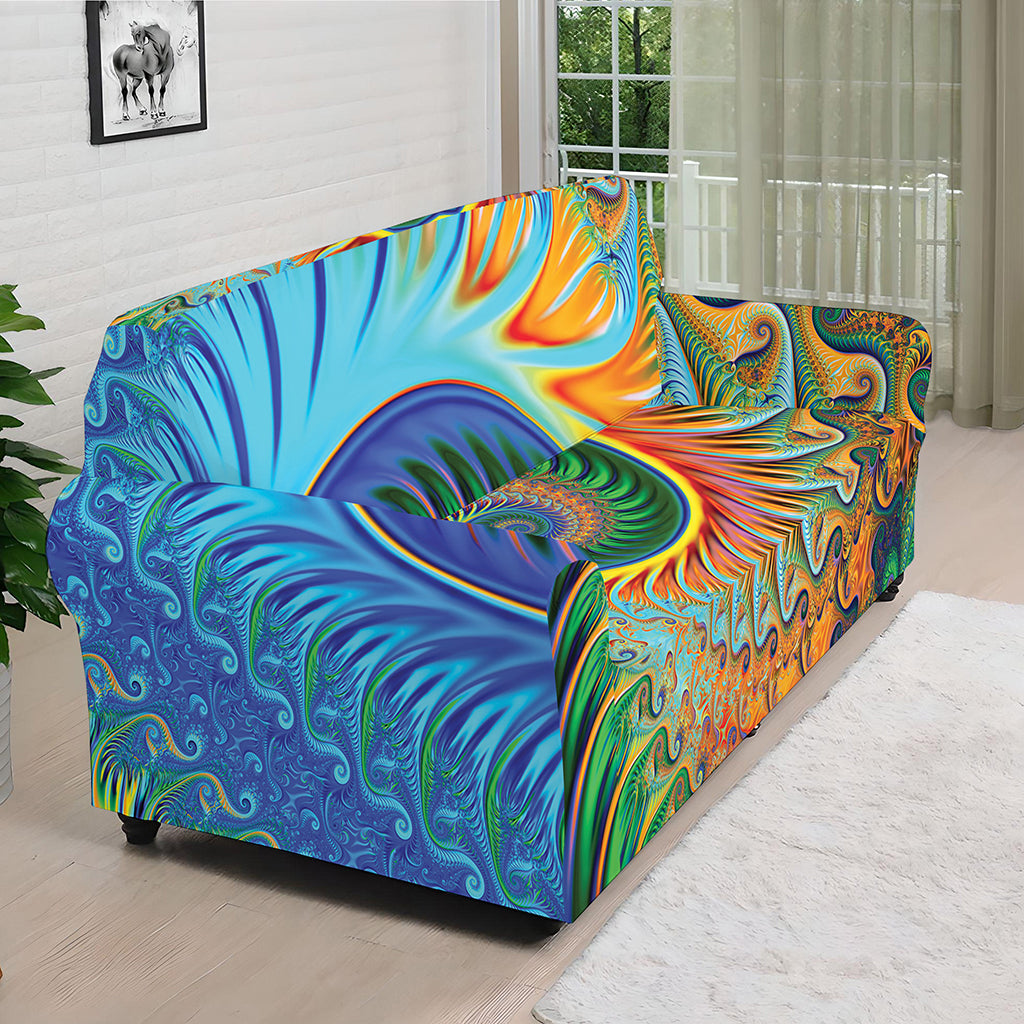 Trippy Fractal Print Sofa Cover