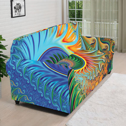 Trippy Fractal Print Sofa Cover