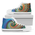 Trippy Fractal Print White High Top Sneakers