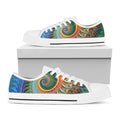 Trippy Fractal Print White Low Top Sneakers