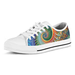 Trippy Fractal Print White Low Top Shoes