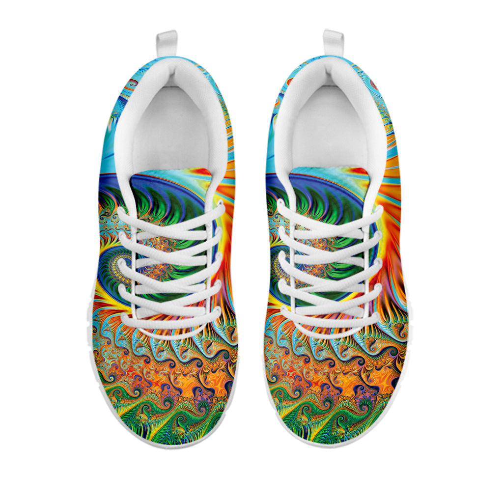 Trippy Fractal Print White Sneakers