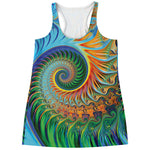 Trippy Fractal Print Women's Racerback Tank Top