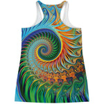Trippy Fractal Print Women's Racerback Tank Top