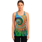 Trippy Fractal Print Women's Racerback Tank Top