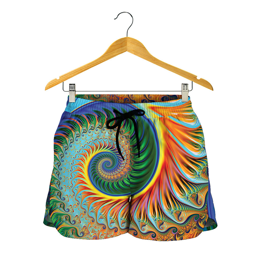 Trippy Fractal Print Women's Shorts