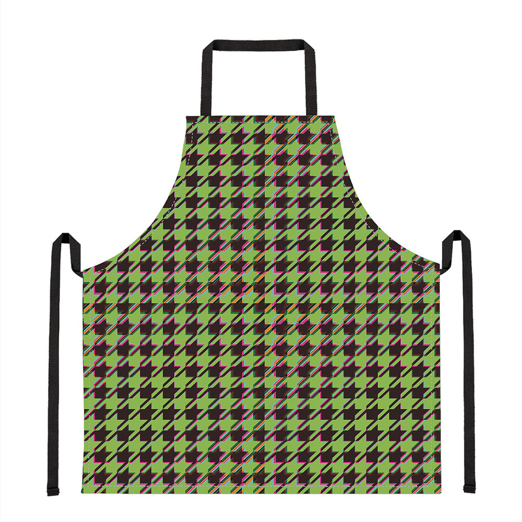 Trippy green Houndstooth Pattern Print Apron