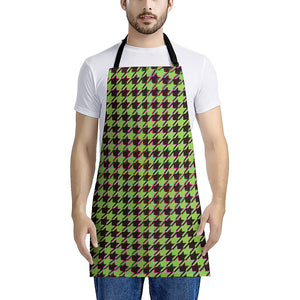 Trippy green Houndstooth Pattern Print Apron