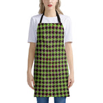 Trippy green Houndstooth Pattern Print Apron