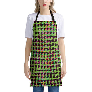 Trippy green Houndstooth Pattern Print Apron