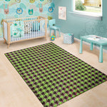 Trippy green Houndstooth Pattern Print Area Rug
