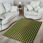 Trippy green Houndstooth Pattern Print Area Rug