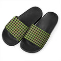 Trippy green Houndstooth Pattern Print Black Slide Sandals
