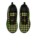Trippy green Houndstooth Pattern Print Black Sneakers