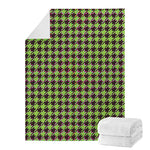 Trippy green Houndstooth Pattern Print Blanket