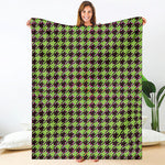 Trippy green Houndstooth Pattern Print Blanket