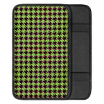 Trippy green Houndstooth Pattern Print Car Center Console Cover
