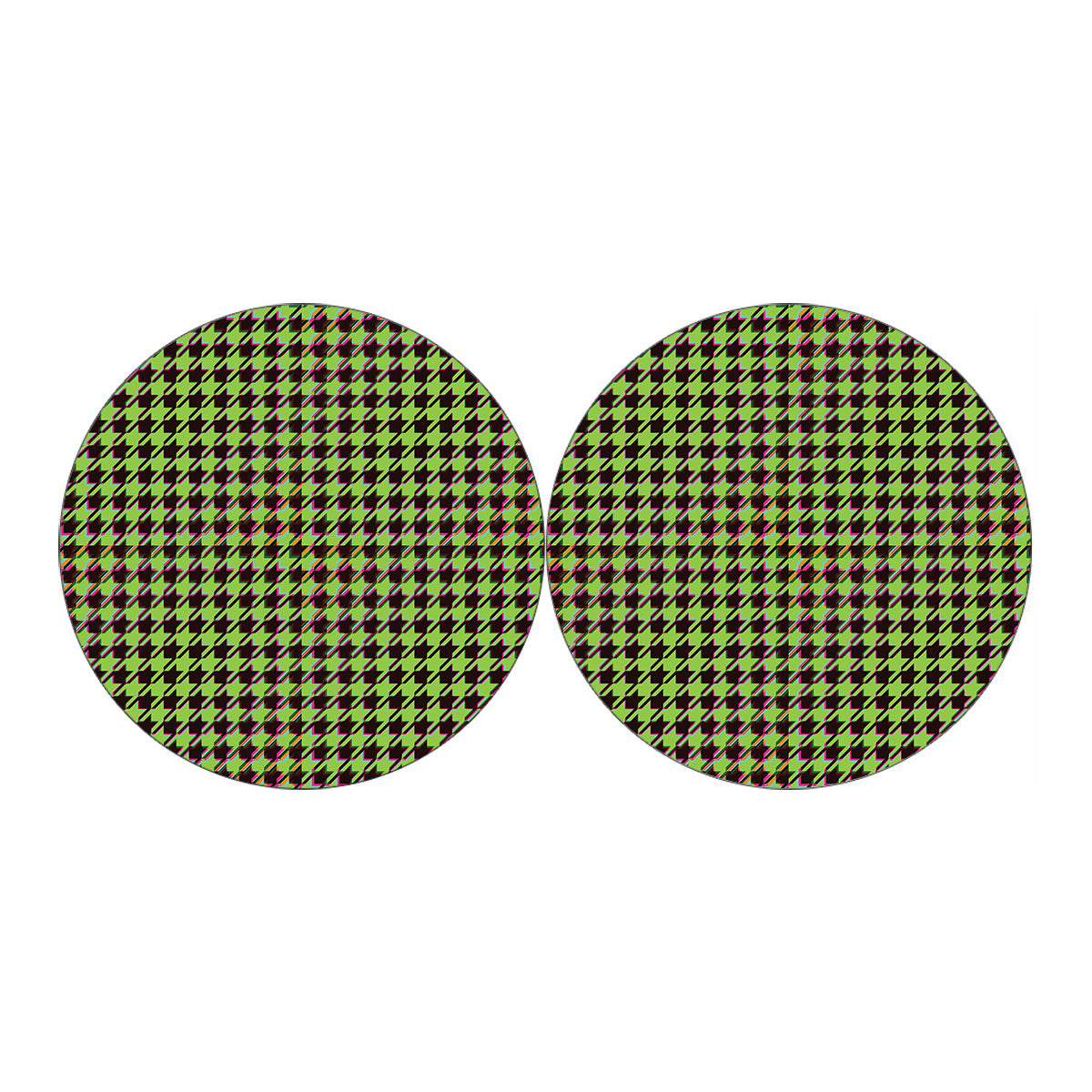 Trippy green Houndstooth Pattern Print Car Coasters