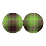 Trippy green Houndstooth Pattern Print Car Coasters