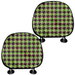 Trippy green Houndstooth Pattern Print Car Headrest Covers