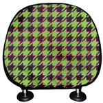 Trippy green Houndstooth Pattern Print Car Headrest Covers