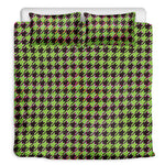 Trippy green Houndstooth Pattern Print Duvet Cover Bedding Set