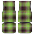 Trippy green Houndstooth Pattern Print Front and Back Car Floor Mats
