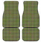 Trippy green Houndstooth Pattern Print Front and Back Car Floor Mats