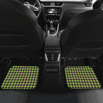 Trippy green Houndstooth Pattern Print Front and Back Car Floor Mats