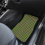 Trippy green Houndstooth Pattern Print Front and Back Car Floor Mats