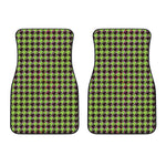 Trippy green Houndstooth Pattern Print Front Car Floor Mats