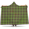 Trippy green Houndstooth Pattern Print Hooded Blanket