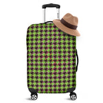 Trippy green Houndstooth Pattern Print Luggage Cover