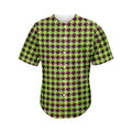 Trippy green Houndstooth Pattern Print Men's Baseball Jersey