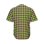 Trippy green Houndstooth Pattern Print Men's Baseball Jersey