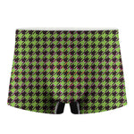 Trippy green Houndstooth Pattern Print Men's Boxer Briefs