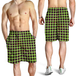 Trippy green Houndstooth Pattern Print Men's Shorts